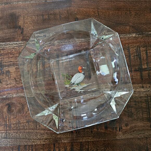Vintage MCM Mid Century Modern Ned Smith Canvasback Mallard Glass Ashtray - Picture 9 of 10